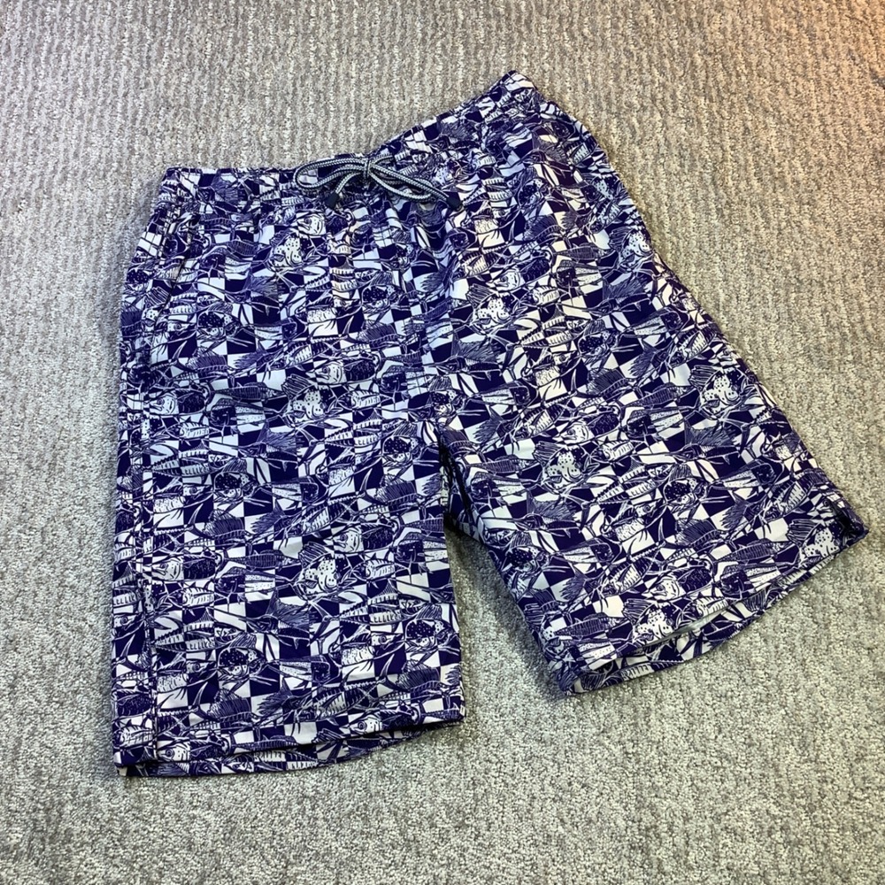 Peter Millar Seaside Men Fish Print Swim Trunks Size S NWT